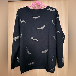SHEIN Black Knit Sweater Gold Bats